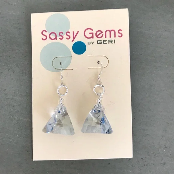 Handmade Custom designed Swarovski Sterling earrings One of a Kind Handcrafted